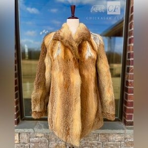 12/14 Natural Red Fox Fur Jacket Real Fur Genuine Fur Orange Red White